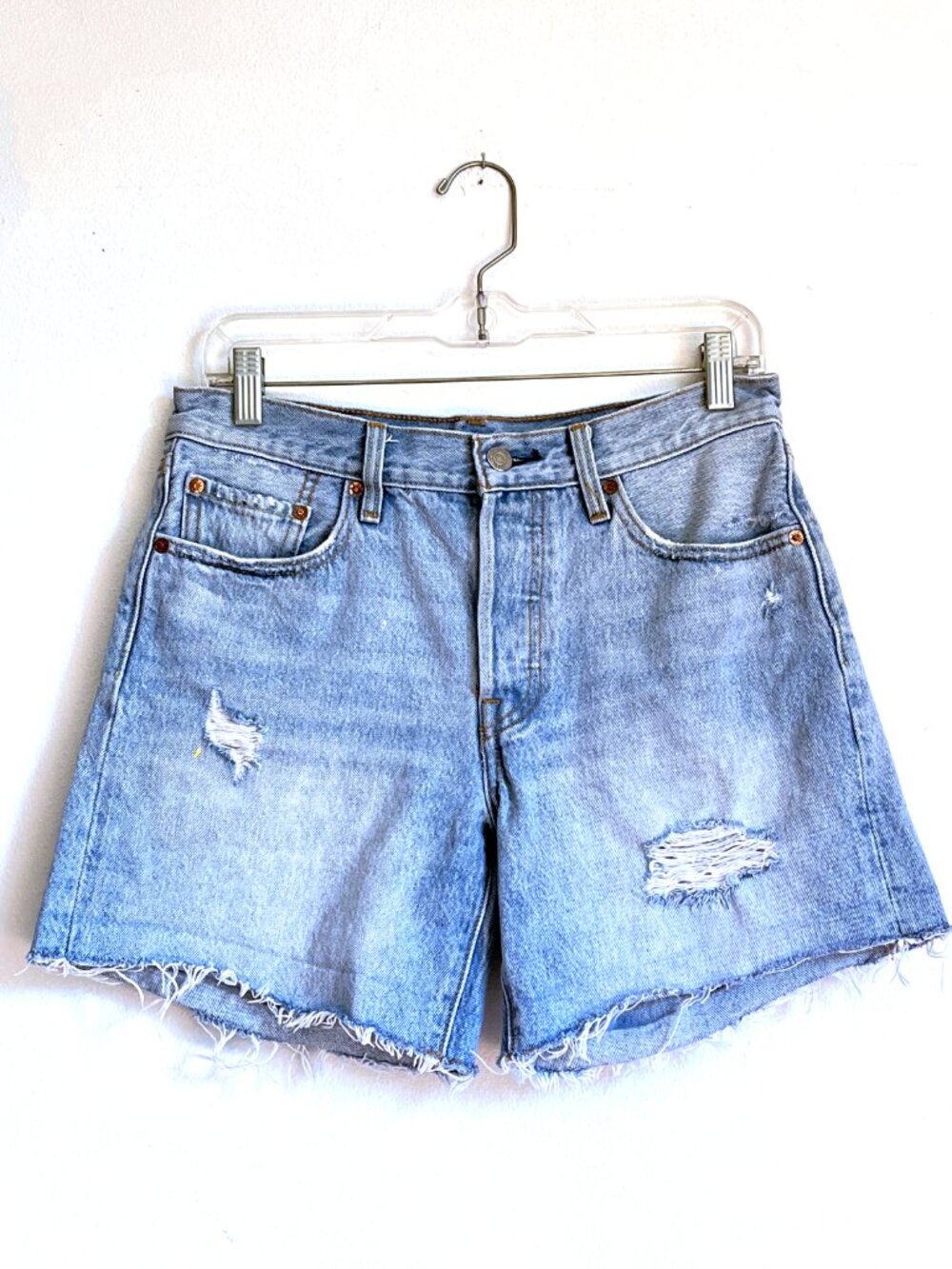 Levi's 501 Distressed Cut Off Denim Jeans Shorts 30W